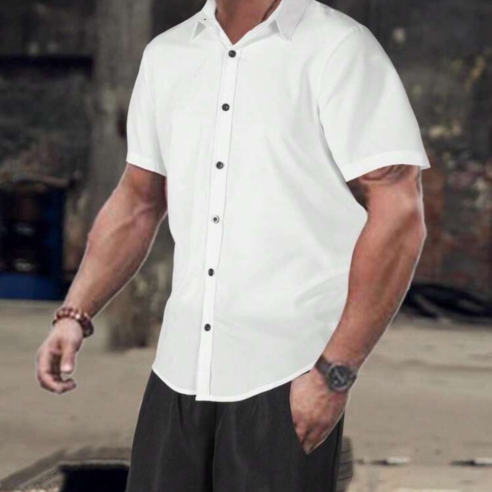 Manfinity Homme Men's Solid Color Short Sleeve Single Shirt & Shorts